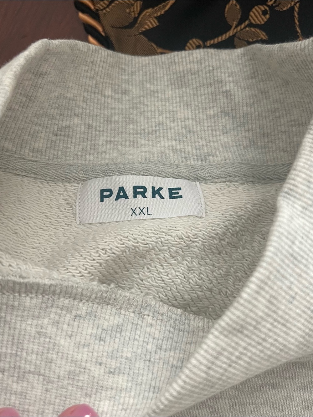 PARKE patchwork mock neck sweatshirt XXL NEW - Picture 2 of 2
